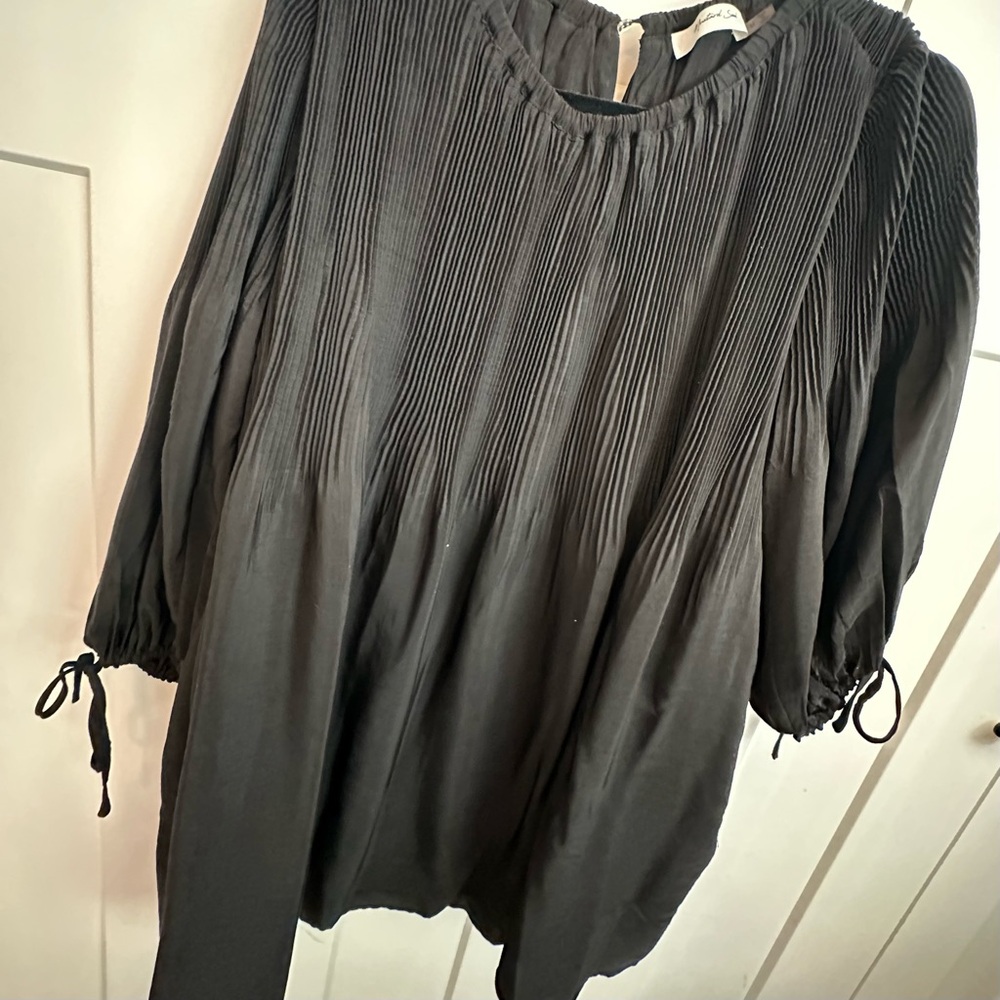 Mustard Seed Black Pintuck Peasant Dress